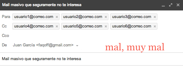 CCO mal usado en Gmail